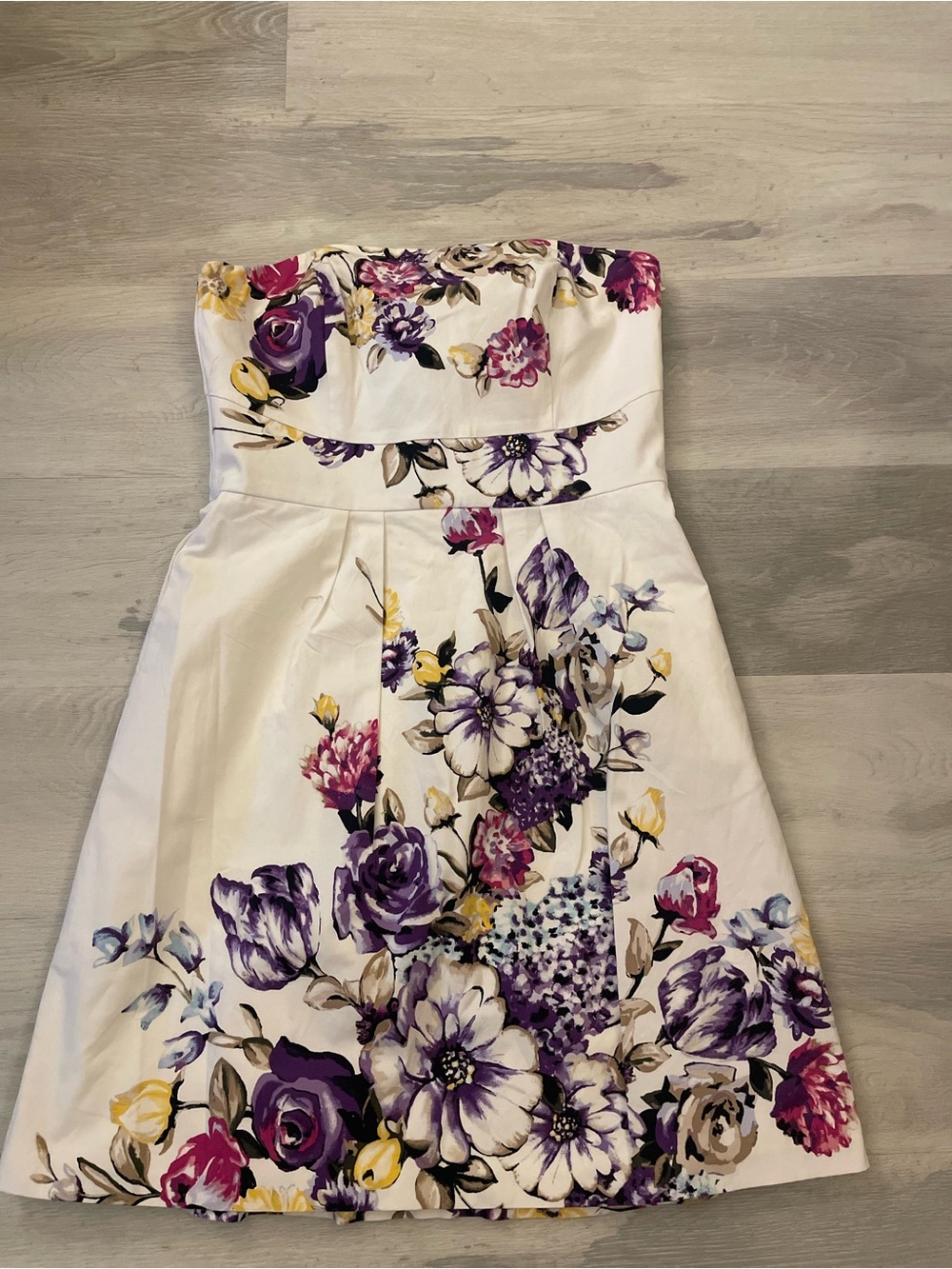 White House Black Market Strapless Floral Dress ~ 10